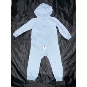 Carter's Baby Boy 24 Month Zip Up Puppy Dog Blue Striped Hooded‎ Bodysuit One Pc